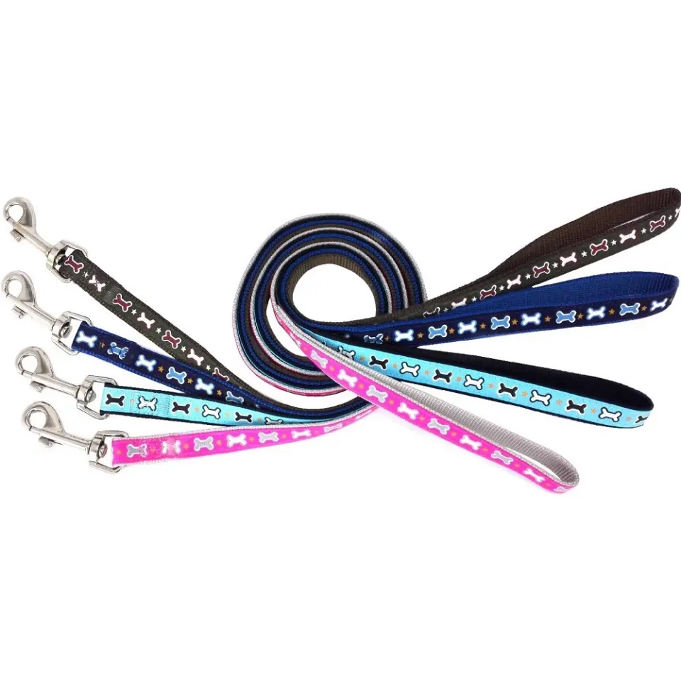 Lesa textila pentru caini de talie medie, diverse culori, latime 1 cm, lungime 1.2 m