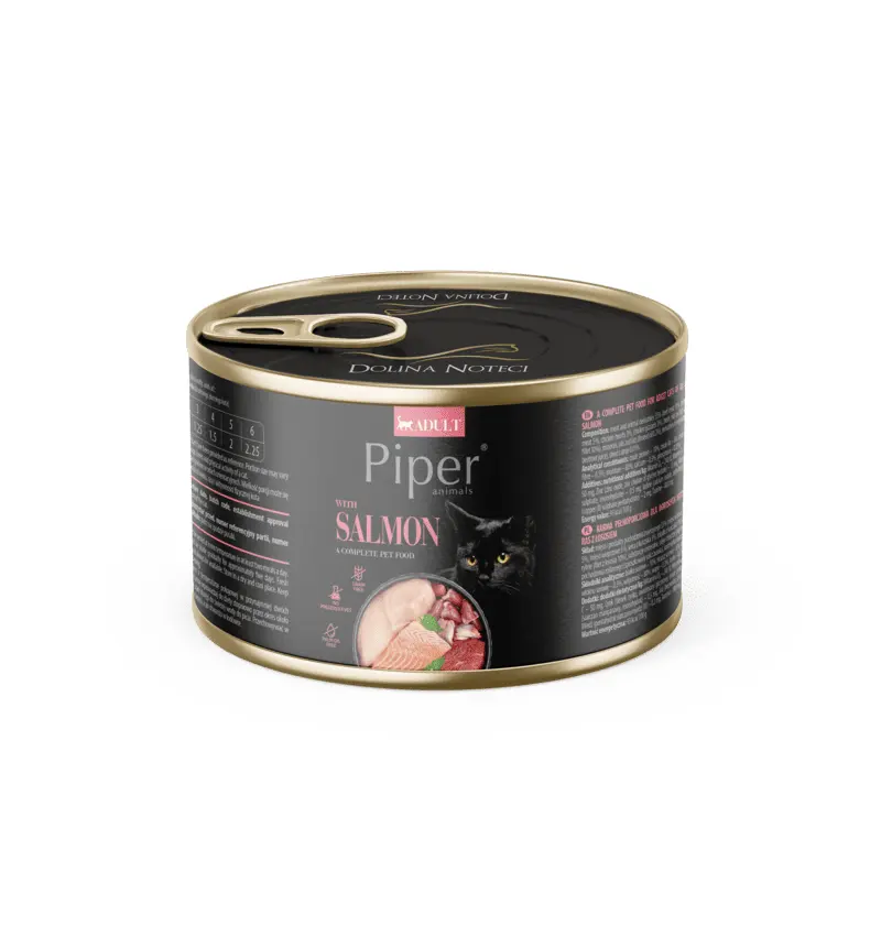 Hrana umeda pentru pisici PIPER CAT, somon, conserva 185g