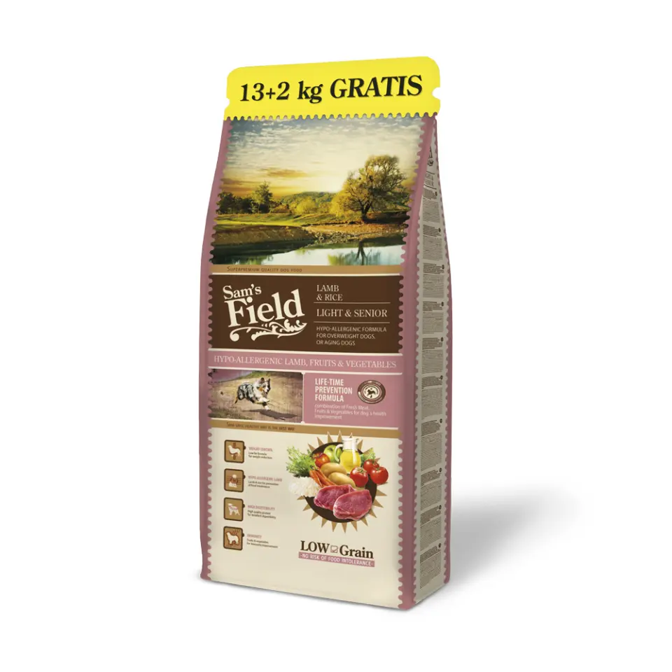 Sam's Field Lamb & Rice Light & Senior 13 kg+2kg