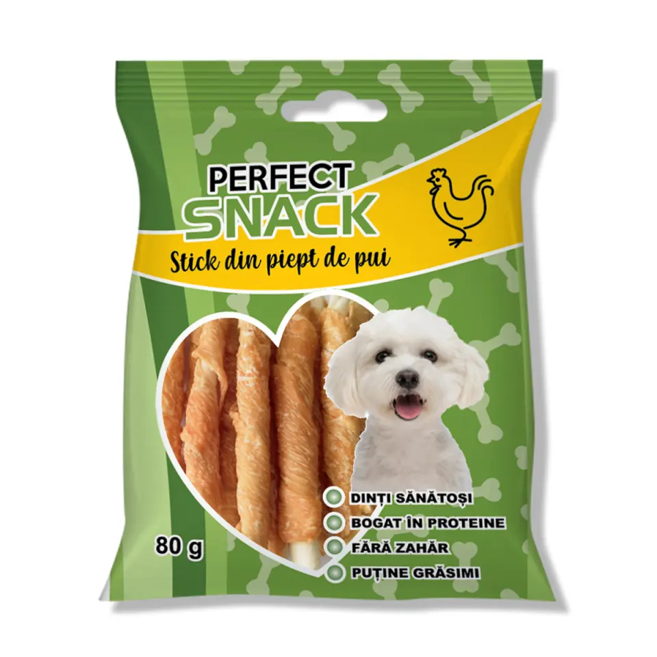 Hrana complementara pentru caini, Perfect Snack, stick din pui, 80 g