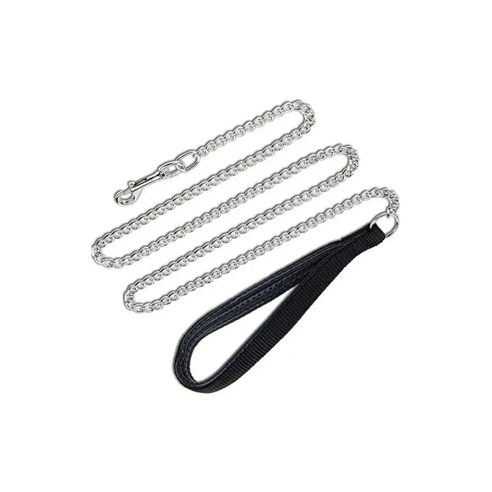 Lesa lant, neagra, maner soft, lungime 1.20 m, pentru caini de talie medie, grosime 3 mm
