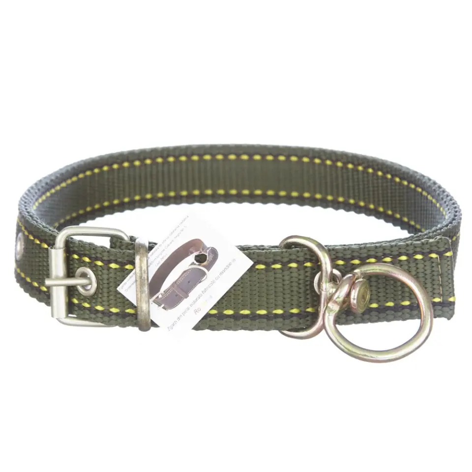 Zgarda textila, verde, rezistenta, 3 cm x 70 cm, pentru caini de talie mare