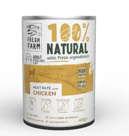Conserva pentru pisici Fresh Farm Smooth Sterilised cu pui 400 gr