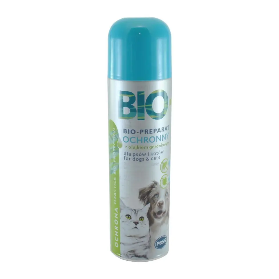 Spray Antiparazitar Caini/ Pisici PESS Bio Spray Protectie cu Ulei de Geranium, 250 ml