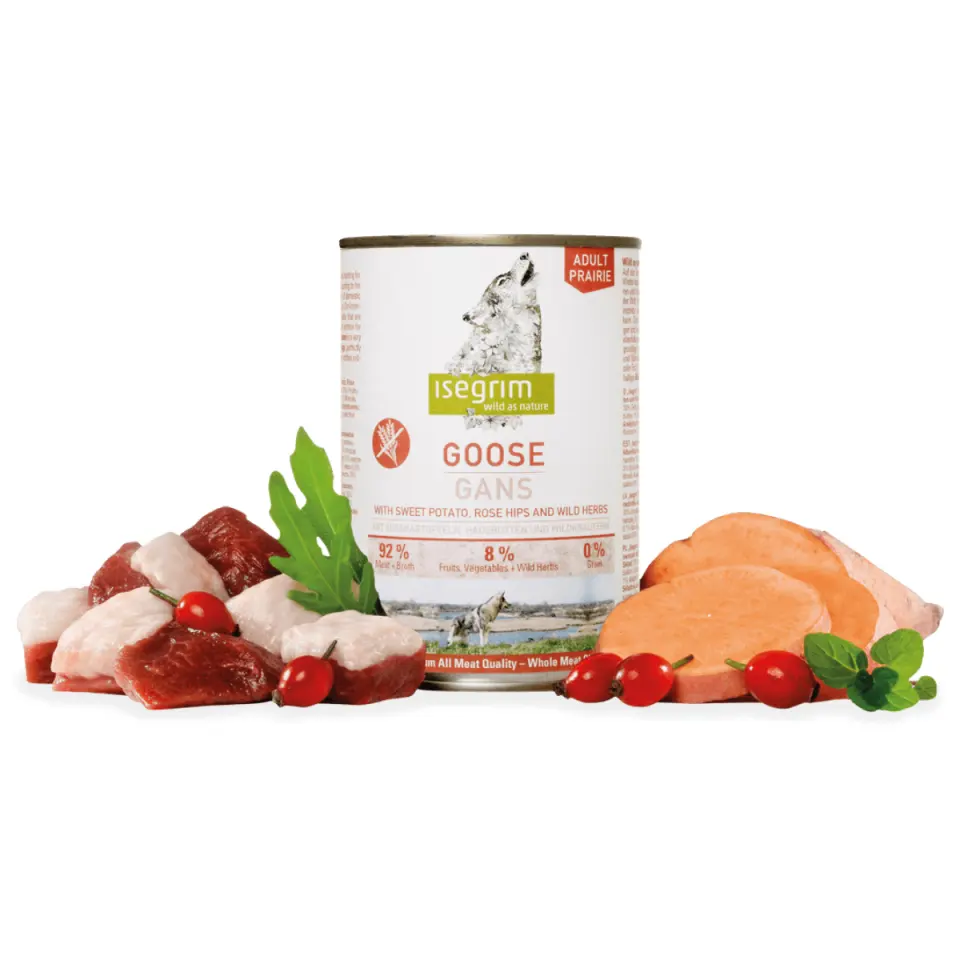 ISEGRIM, XS-XL, Gâsca, conservă hrană umedă fără cereale câini, (în sos), 800g