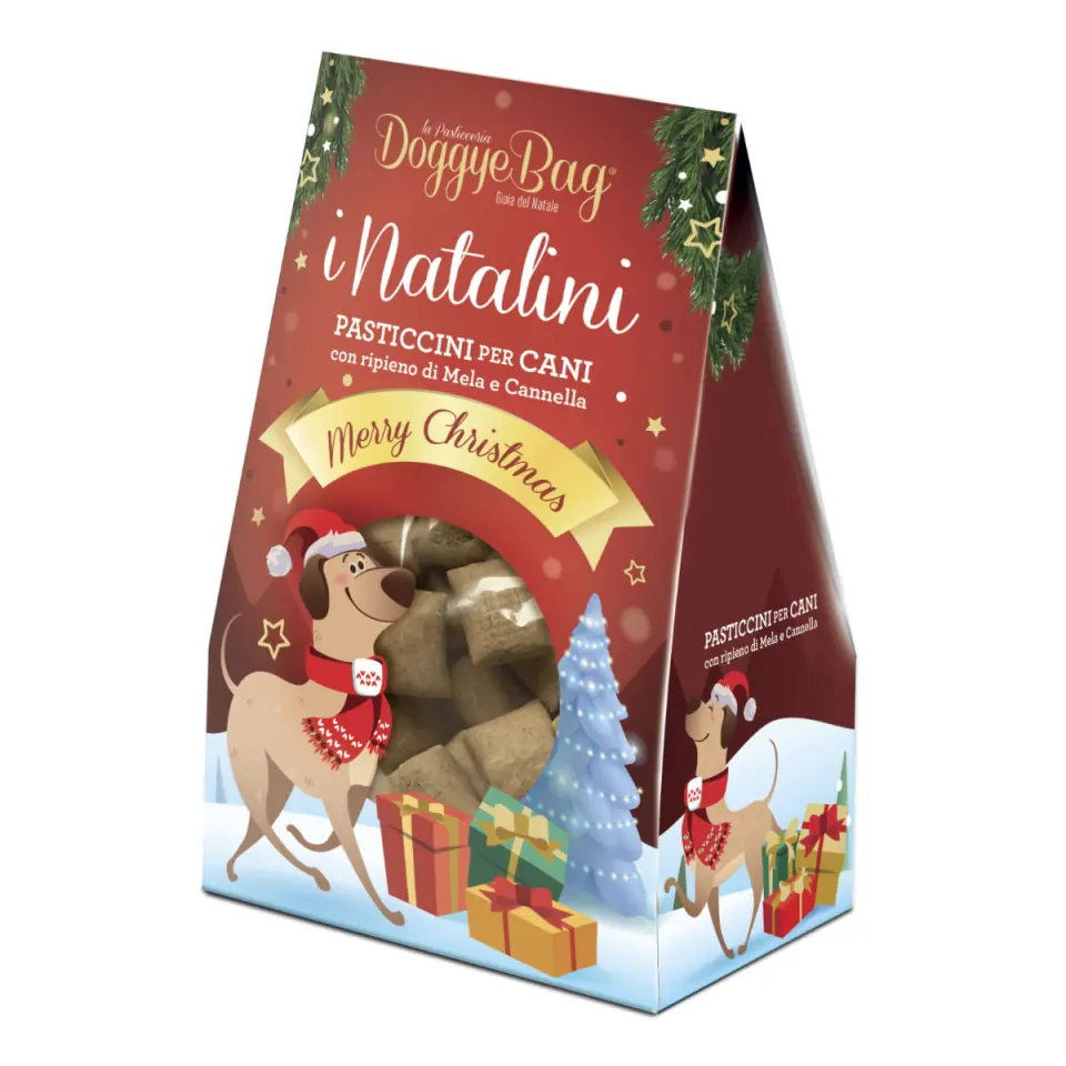 DOGGYEBAG i Natalini, XS-XL, Mere și Scortisoara, punguță recompense câini, 180g