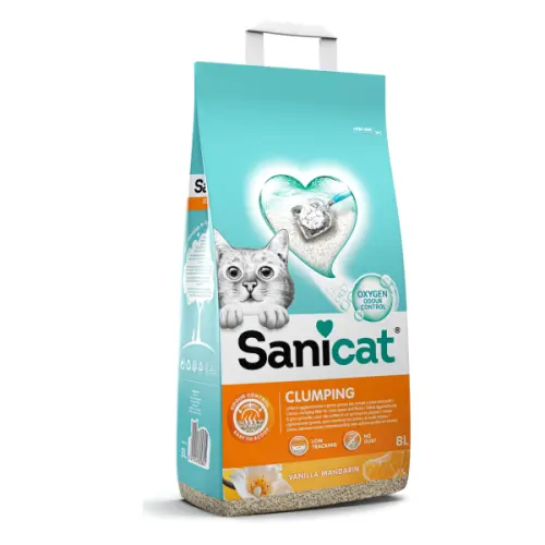 Nisip pentru litiera Sanicat Clumping Vanilie&Mandarina 8L