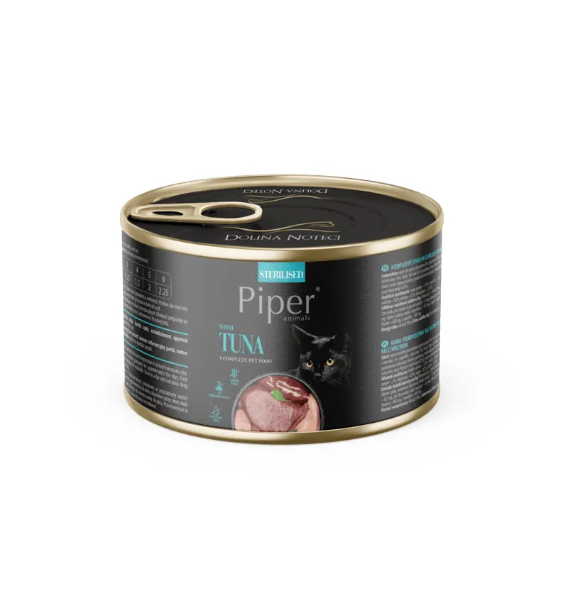 Hrana umeda PIPER CAT STERILISED, carne de ton, conserva, 185g