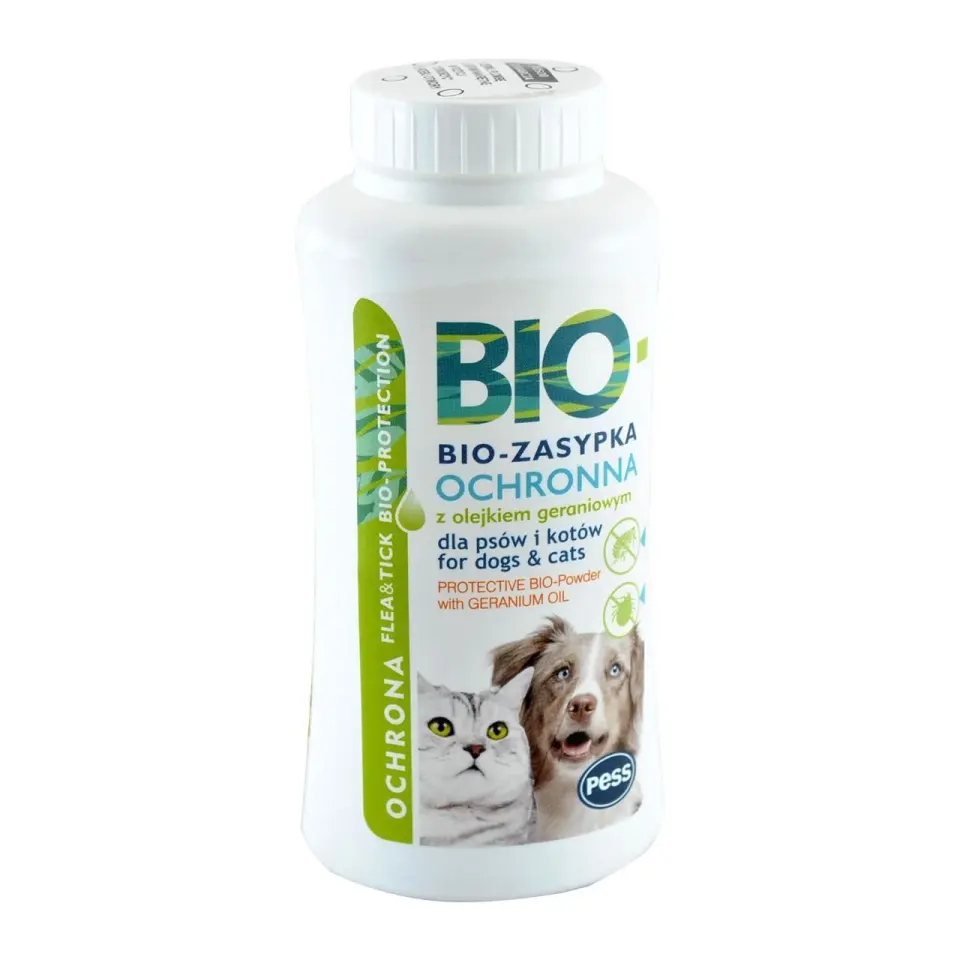 Pudra Antiparazitara Caini/ Pisici PESS Bio cu Ulei de Geranium, 100 g