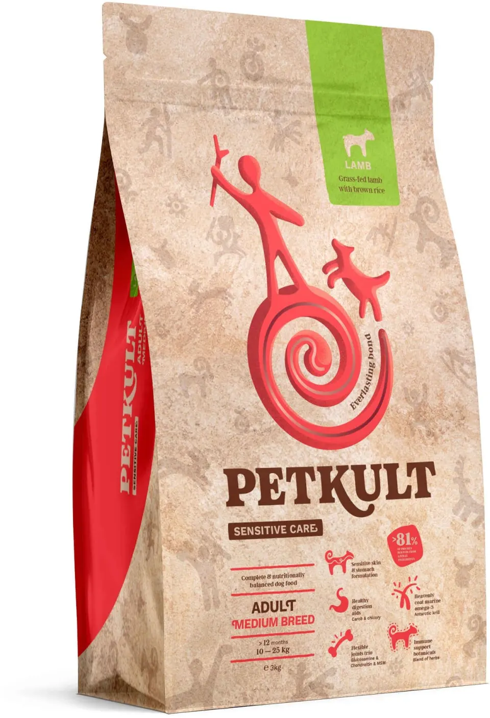 Hrana Uscata Caini, Petkult Dog Sensitive Care Adult Medium Breed, 3 kg