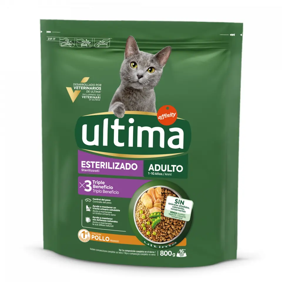 Hrana uscata pisici, Ultima Cat, Adult Sterilizat Pui, 800 g