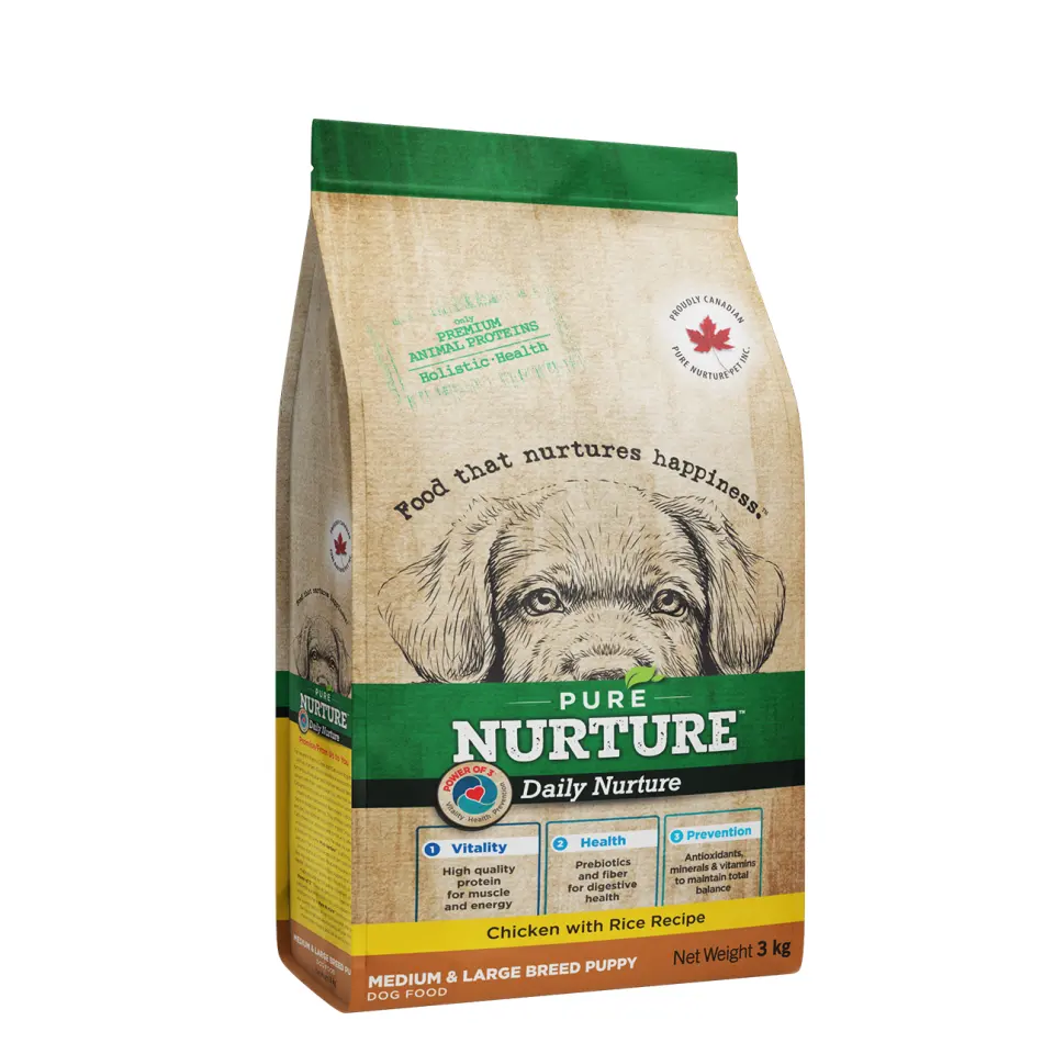Hrana catei de talie medie si mare Pure Nurture Puppy, cu pui si orez, 3 kg