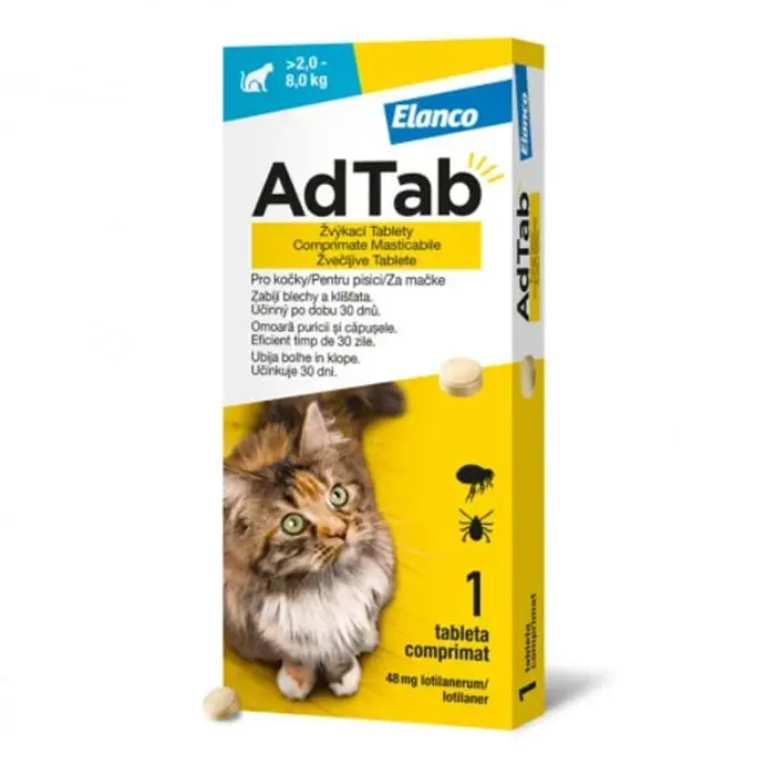Tableta antiparazitara pentru pisici AdTab 2,0 - 8,0 kg