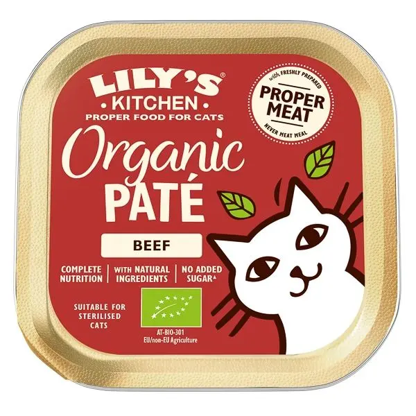 Lily's Kitchen Cat Adult Organic Beef Pate, 85 g