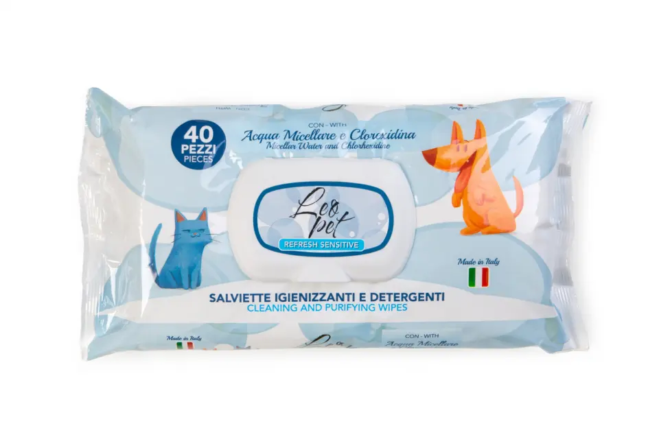 Leopet Servetele Umede cu Apa Micelara si Clorhexidina pentru Animale de Companie
