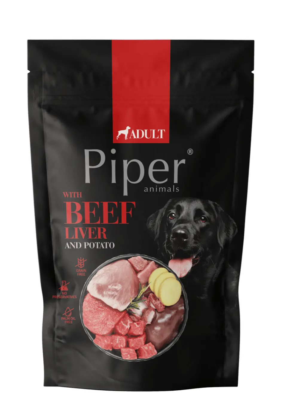 Hrana umeda pentru caini PIPER DOG, ficat de vita si cartof, 500g
