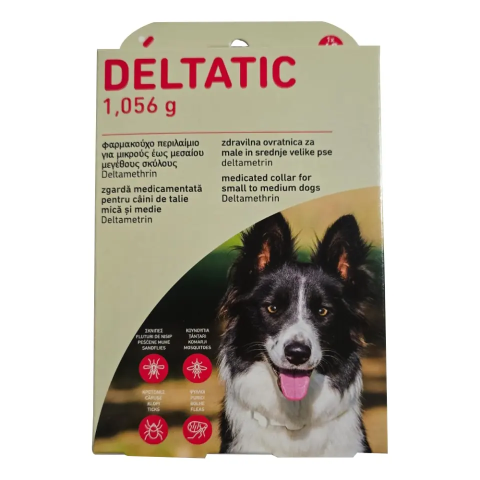 Zgarda antiparazitara pentru caini de talie mica si medie Deltatic (5-25 kg), 60 cm