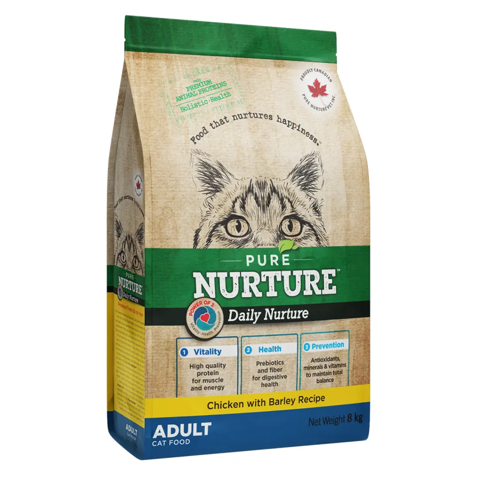 Hrana pisici adulte Pure Nurture, cu orz si pui, 8 kg