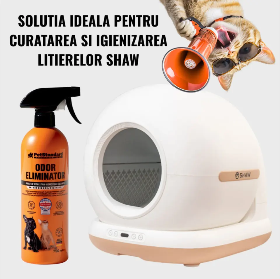 SHAW PetStandard solutie profesionala enzimatica pentru eliminarea mirosurilor & curatare urina, fecale, voma câini și pisici, 750ml