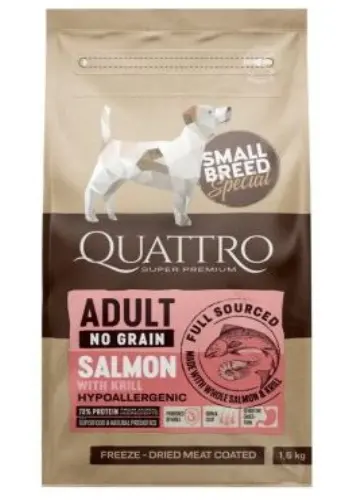 Quattro Dog Small Breed No Grain Adult Somon/Krill - 7-kg