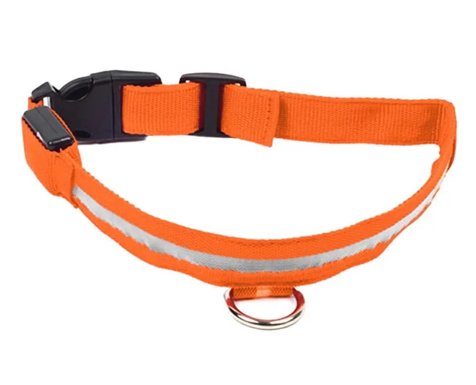 Zgarda caini cu LED-uri, portocalie, impermeabila, 34-42 cm