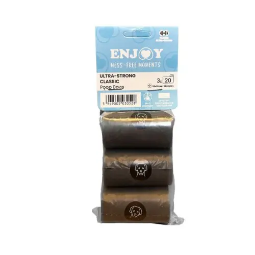 Pungi igienice pentru caini, Enjoy Ultra Strong Classic, set 3 role x 20 buc.