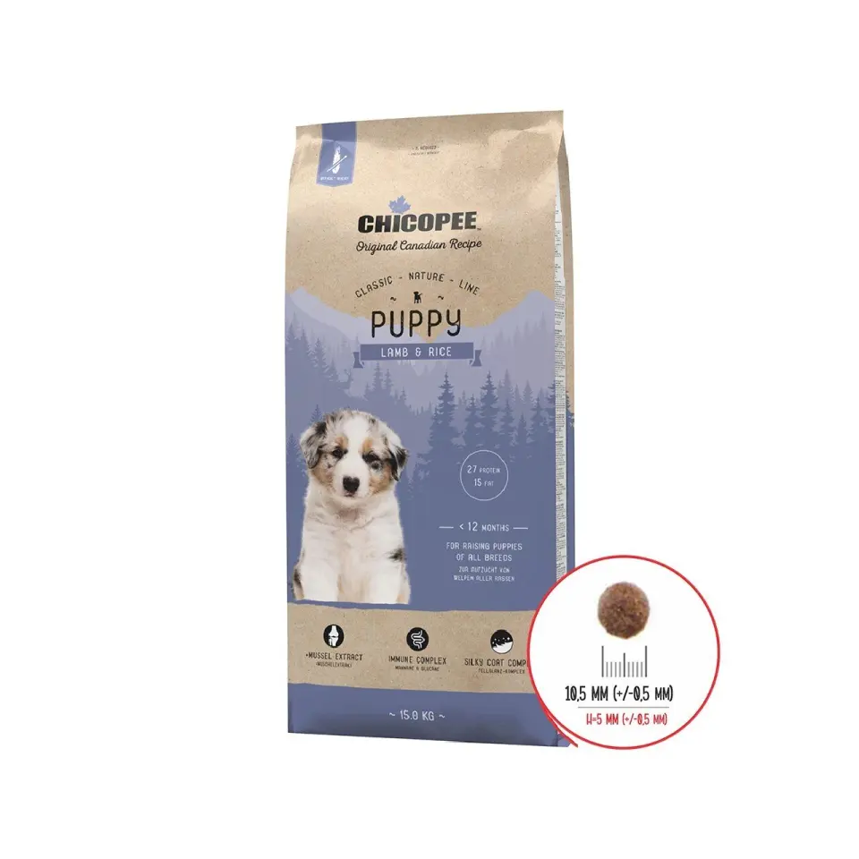 Hrana Uscata Caini, Chicopee Classic Nature Line, Puppy, Lamb & Rice, 15 kg