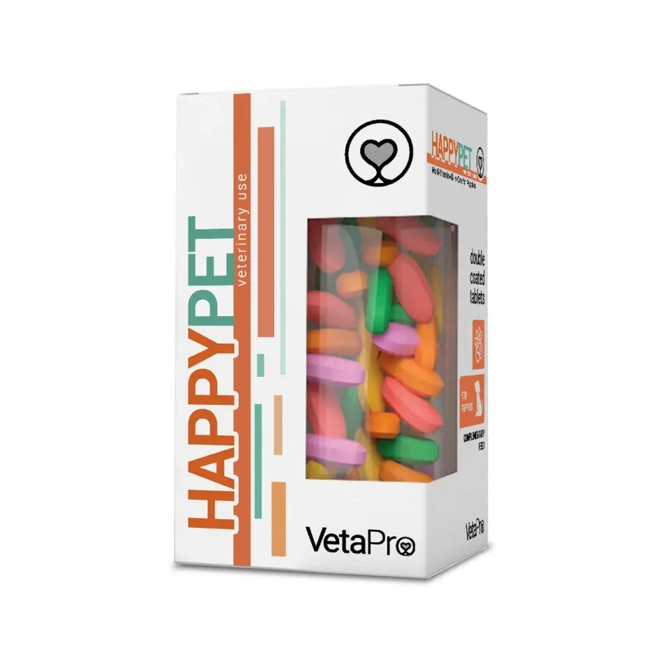 Vetapro Happy Pet, Complex Multivitamine si Minerale Catelusi, 100 tablete