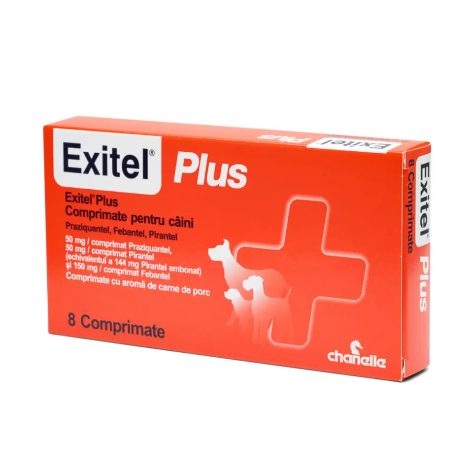 EXITEL Plus 50/144/150mg, deparazitare internă câini, XS-M, comprimate, Porc, 8buc