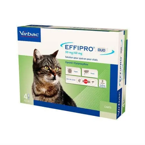 Solutie antiparazitara pentru pisici EffiPro Duo, 4 pipete