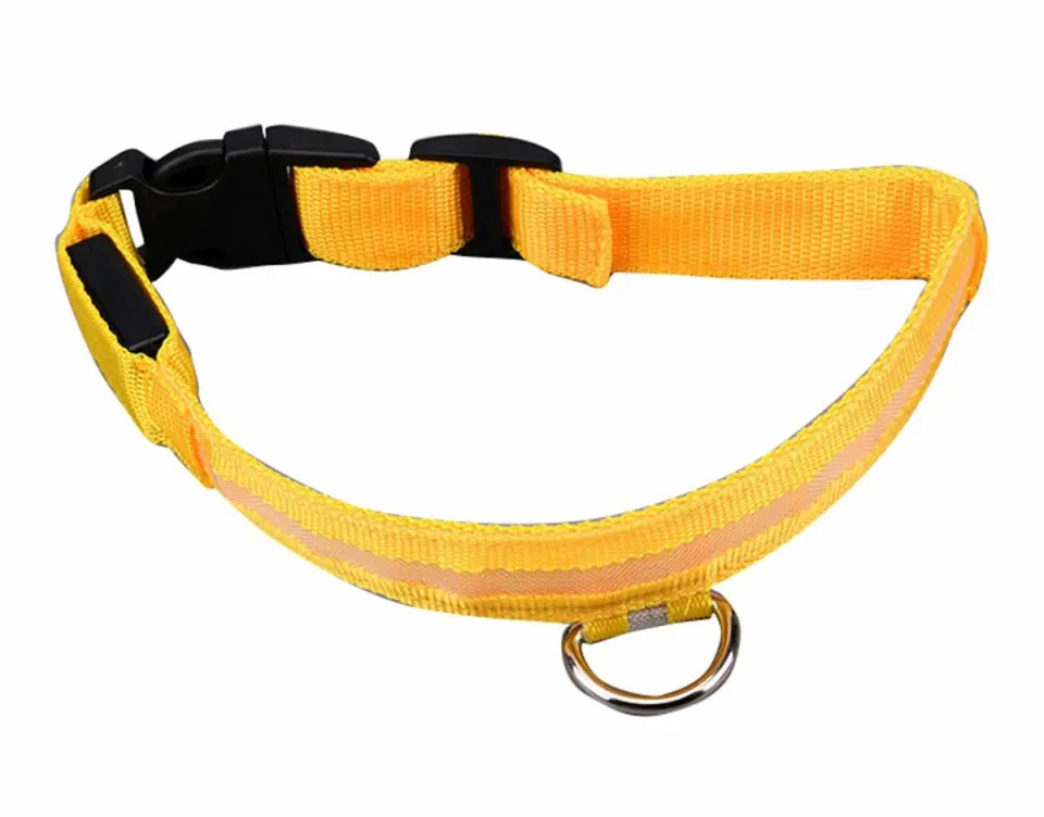 Zgarda caini cu LED-uri, galbena, impermeabila, lungime 34-42 cm