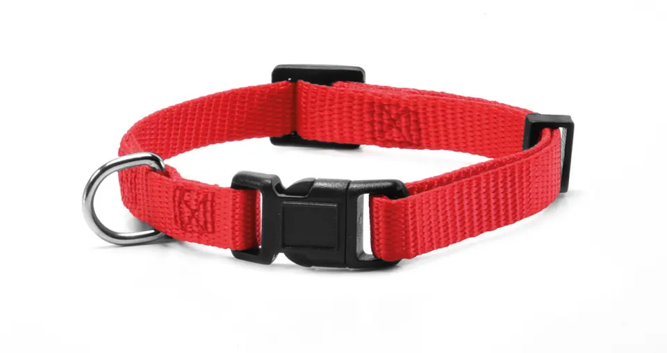 Zgarda reglabila din nylon, rosie, confortabila, 40-53 cm x 2 cm