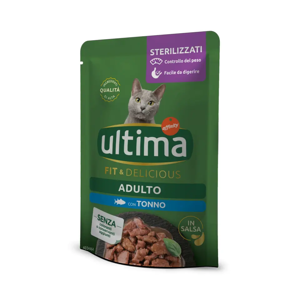 Hrana umeda pisici, Ultima Cat, Adult Sterilizat Fit & Delicious Ton, 85 g