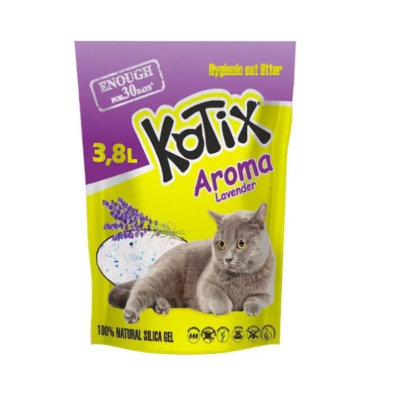 Asternut igienic pentru pisici, silicat, Kotix Lavanda, 3.8 L/ 1.52 kg