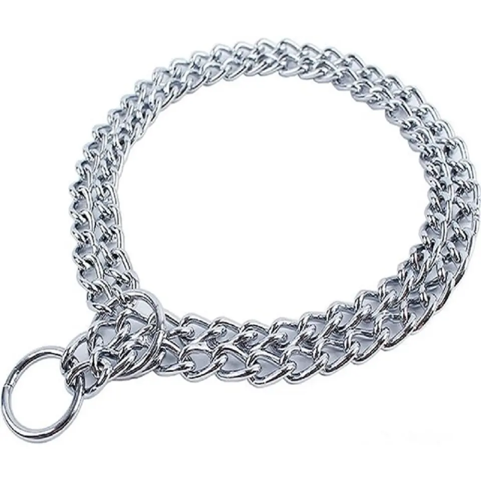 Zgarda strangulanta din lant dublu, metalica, 2.5 mm x 55 cm