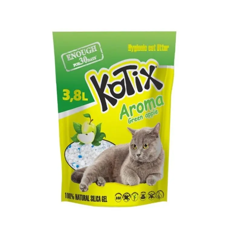 Asternut igienic pentru pisici, silicat, Kotix Mar Verde, 3.8 L/ 1.52 kg