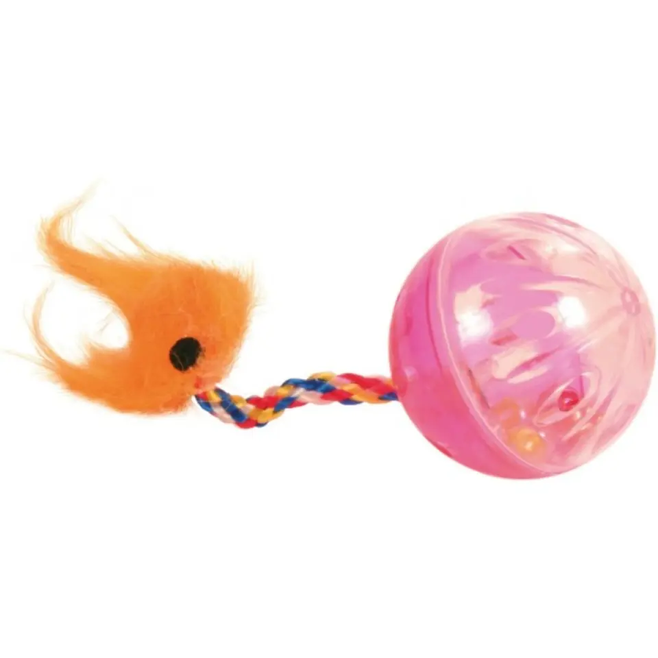 Trixie, 2 mingi cu blăniță, jucărie, pisici, plastic, multicolor, 4cm