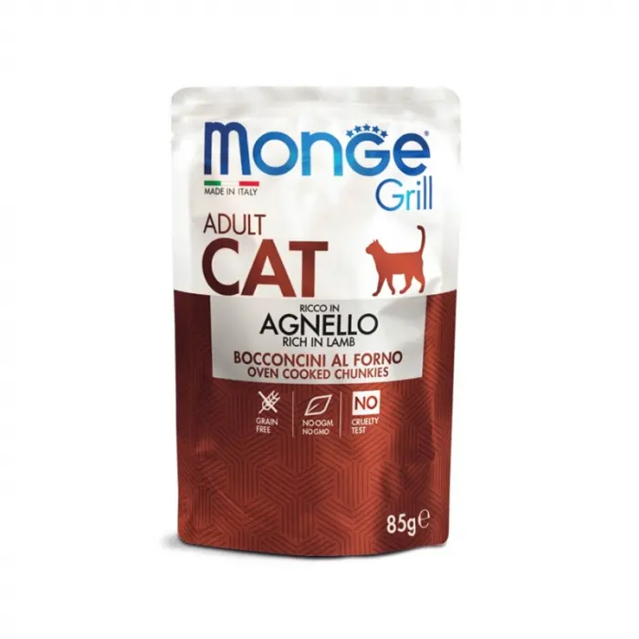 Hrana umeda pentru pisici Monge Grill Chunkies cu miel 85 gr