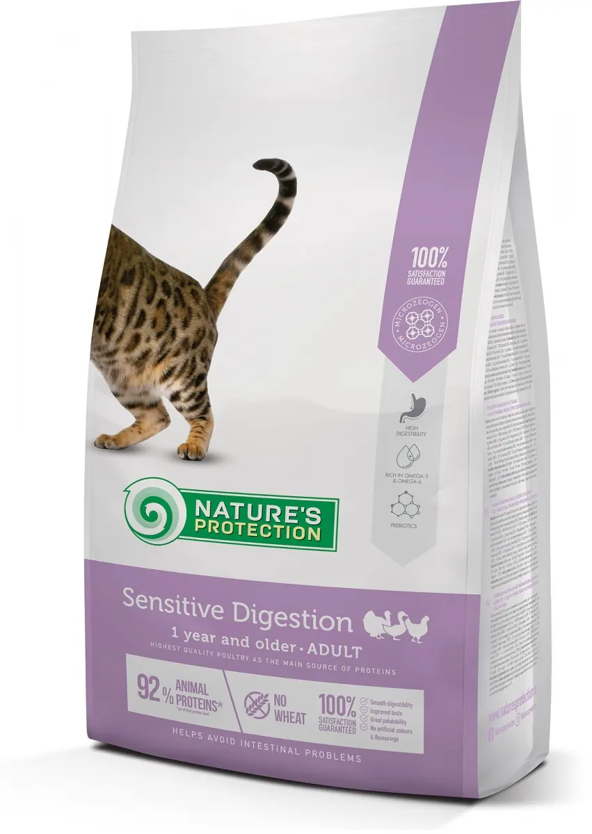 Nature's Protection Cat Sensitive Digestion, pui, hrana uscata pentru pisici adulte cu digestie sensibila, 400 g