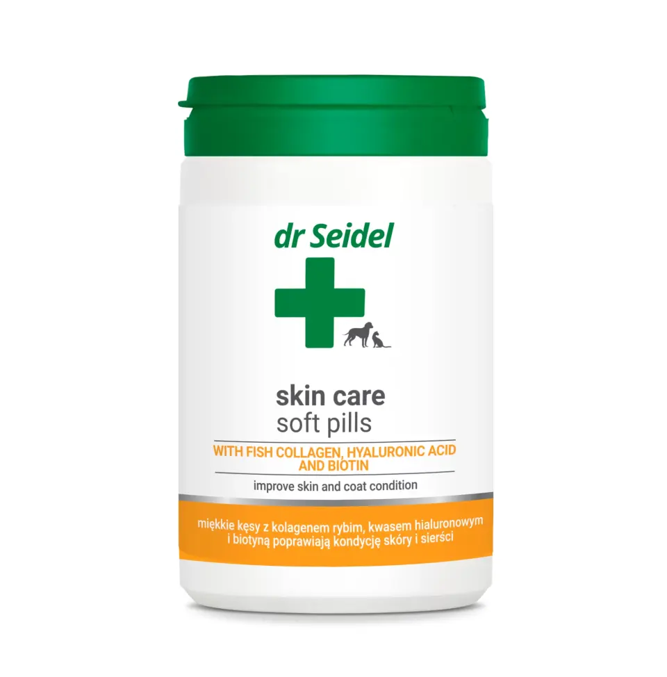 Supliment dermatologic pentru câini și pisici cu piele sensibilă sau blană ternă Dr Seidel Skin Care Softpills
