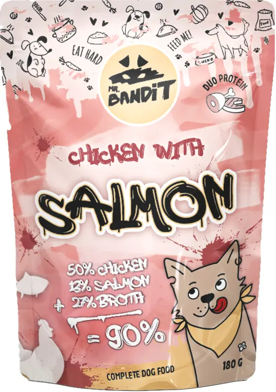 Hrană umedă pentru câini Mr. Bandit DuoProtein, pui și somon,380g