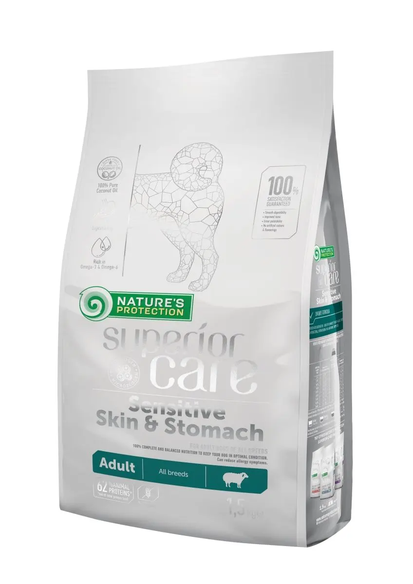 Nature's Protection Superior Care Sensitive Skin & Stomach Lamb Adult All Breed, 1.5 kg