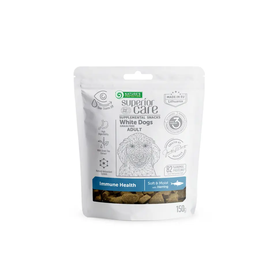 Gustari pentru caini adulti cu blana alba, Nature's Protection, 150 g