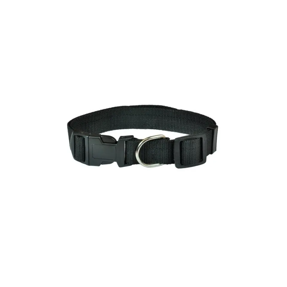 Zgarda textila pentru caini de talie medie, neagra, reglabila, 30-45 cm x 1.6 cm