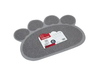 Covoras pentru litiera pentru pisici, forma labuta, M-PETS, gri, 60x45 cm