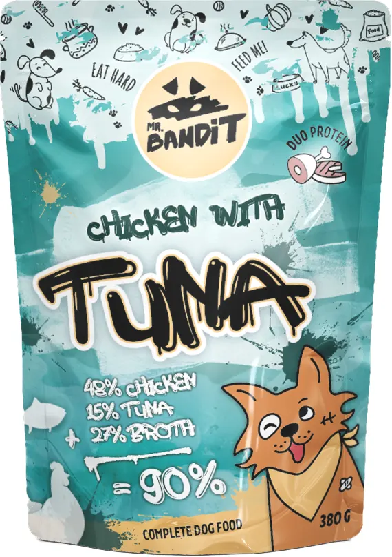 Hrană umedă pentru câini Mr. Bandit DuoProtein, pui și ton,380g