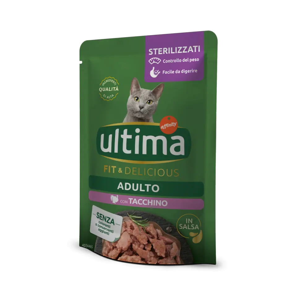 Hrana umeda pisici, Ultima Cat, Adult Sterilizat Fit & Delicious Curcan, 85 g