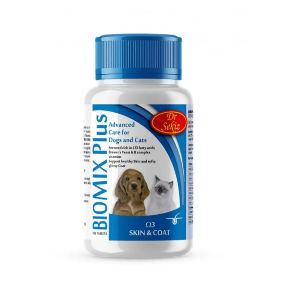 DR. SEKIZ Biomix Plus Omega3, supliment piele & blană câini, comprimate