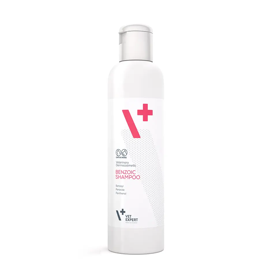 Sampon dermatocosmetic pentru caini si pisici Vet Expert Benzoic, 250 ml