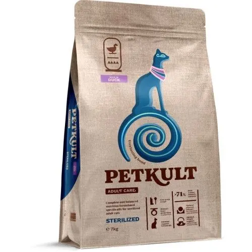 Hrana Uscata Petkult Adult Care Sterilized Pisici, Continut Ridicat de Rata, 7 kg